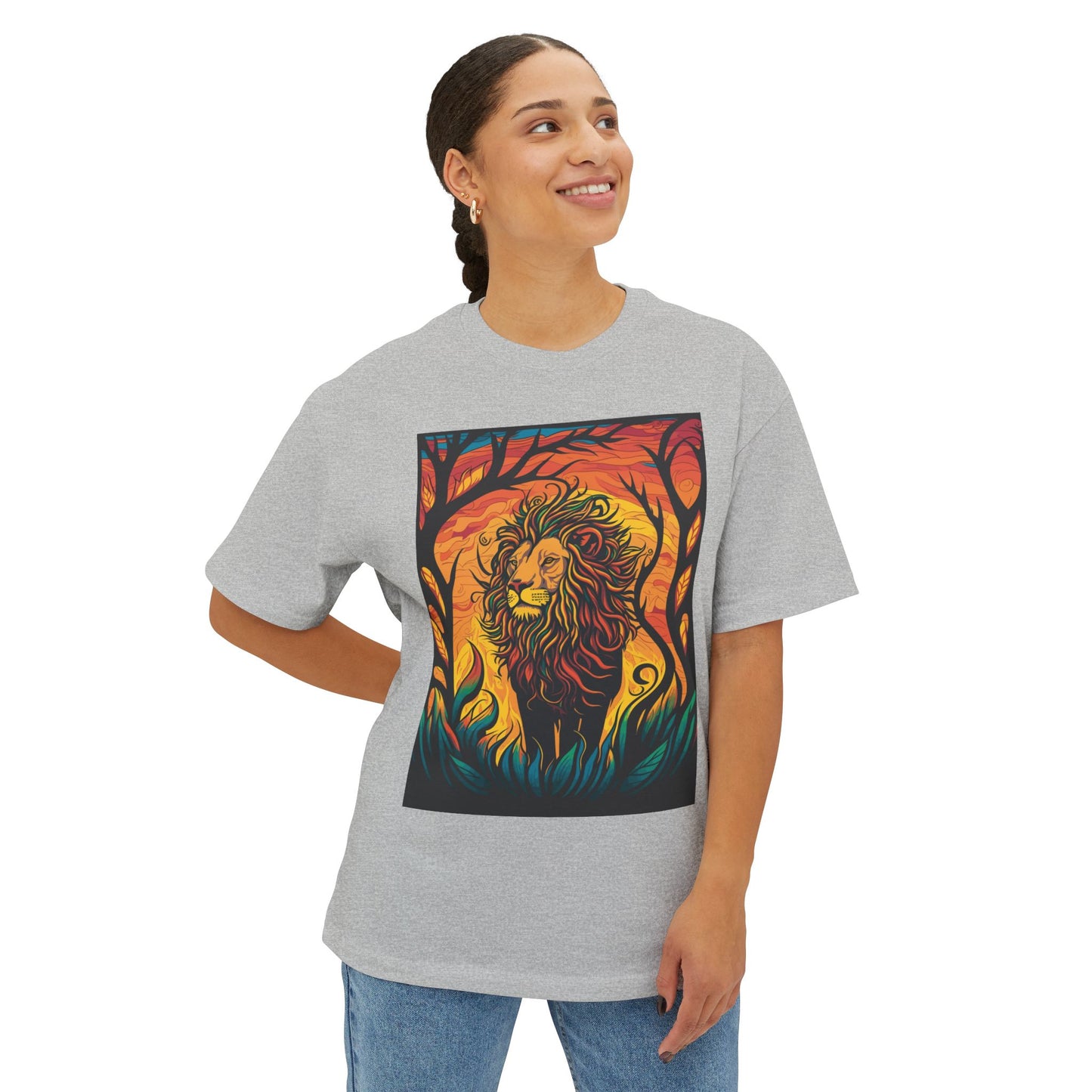 Unisex Oversized Boxy T-shirt: The Lion