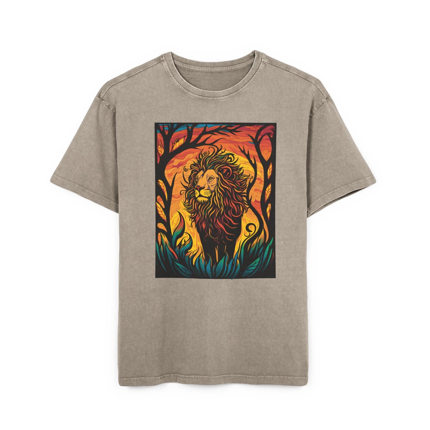 Men's Acid Washed Heavy Oversize Tee: Lion king