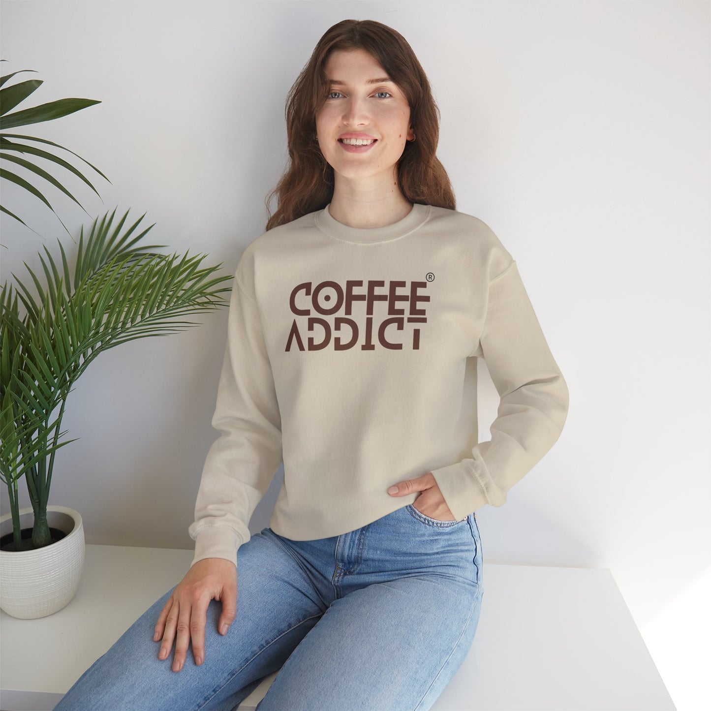 Unisex Heavy Crewneck Sweatshirt : Coffee