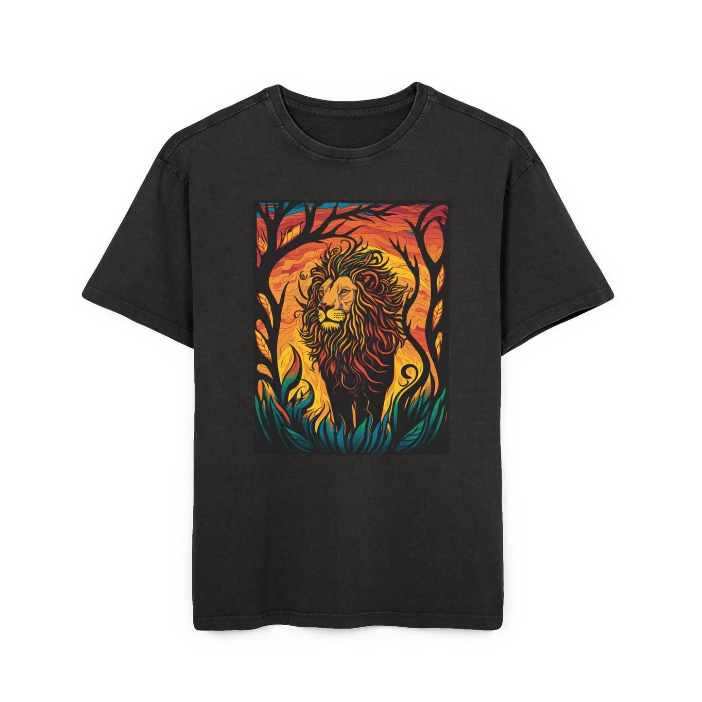 Men's Acid Washed Heavy Oversize Tee: Lion king