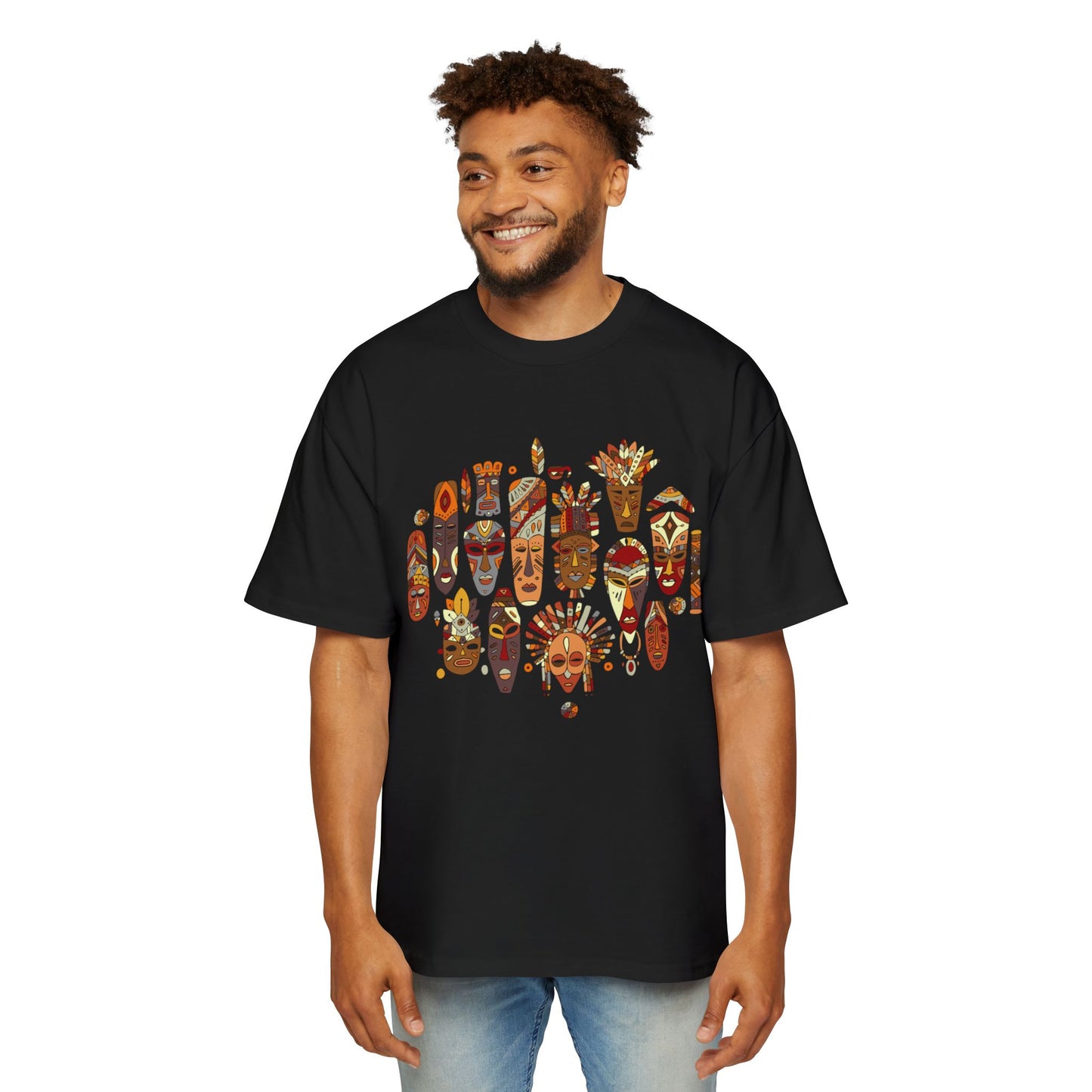 Heavy Oversized T-shirt: African masks