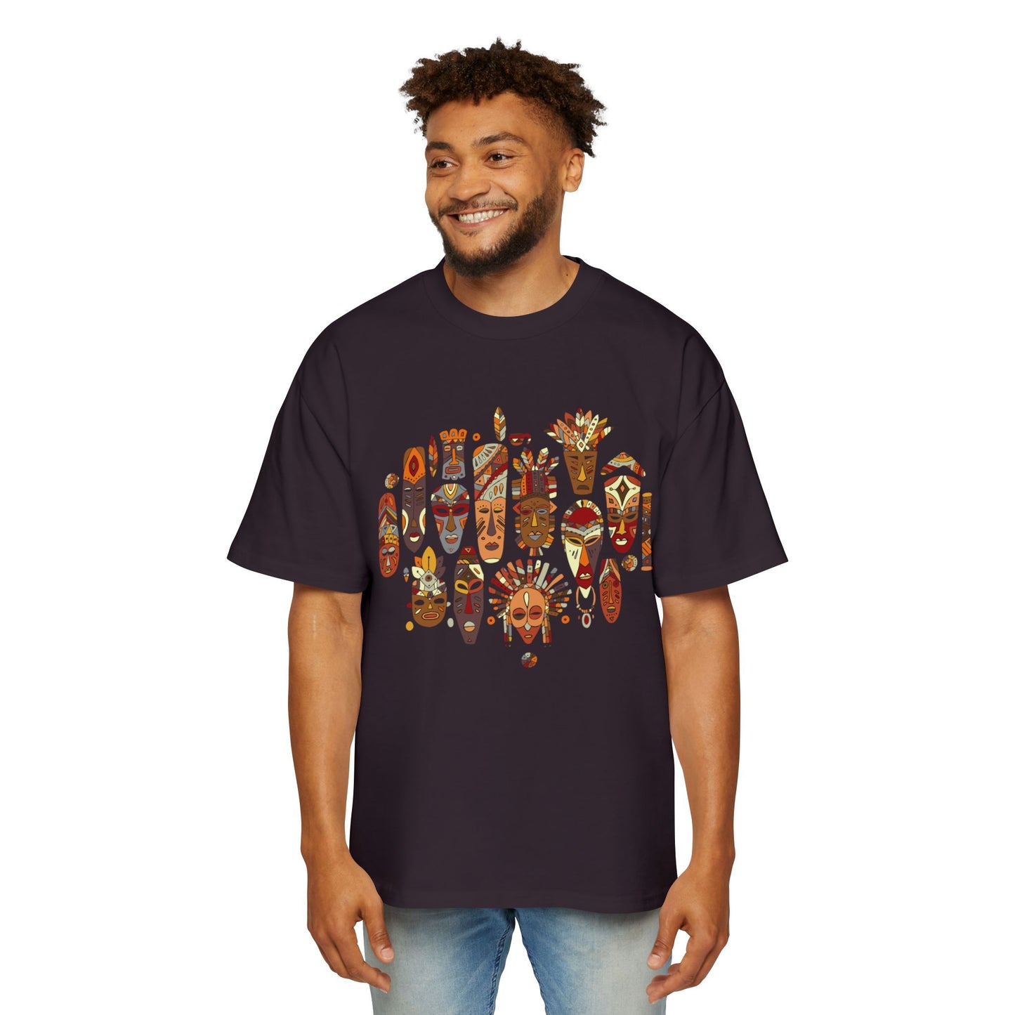 Heavy Oversized T-shirt: African masks