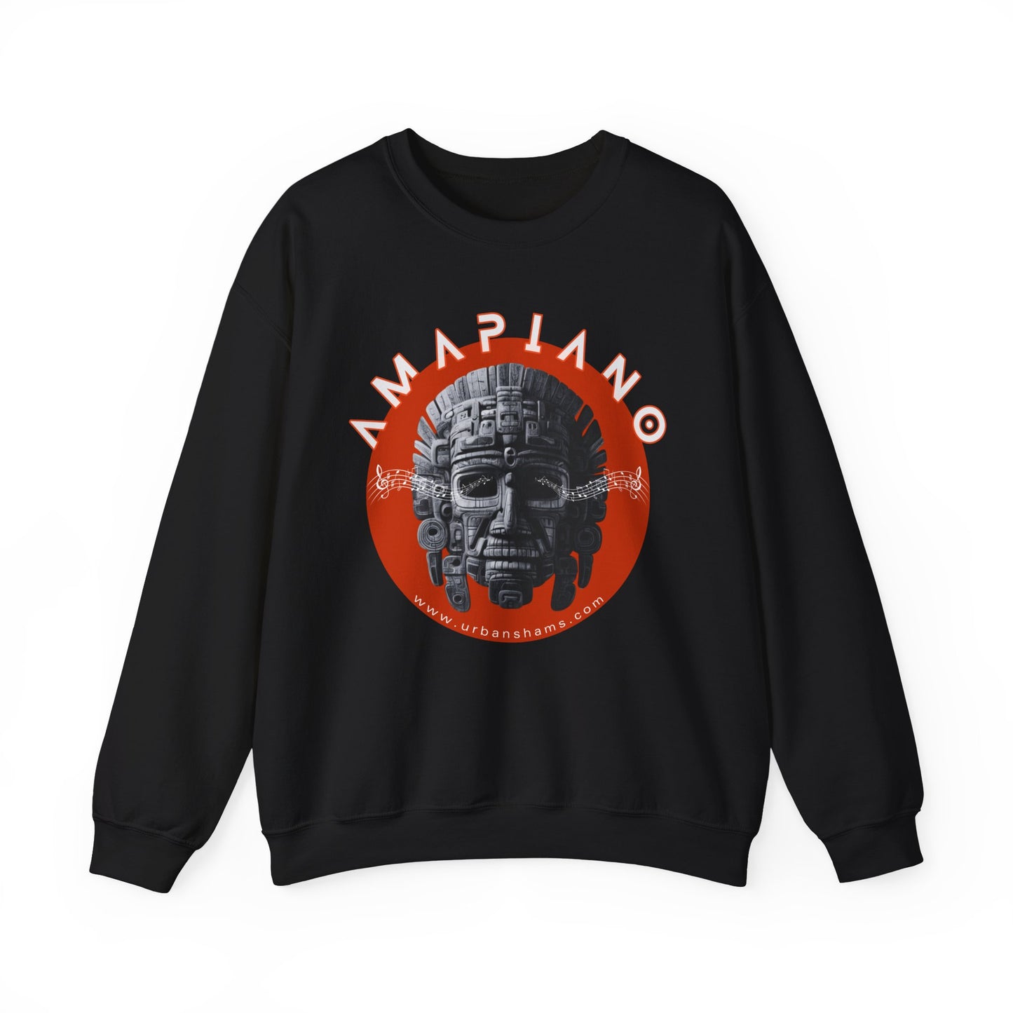 A black Amapiano sweatshirt with a red mask.