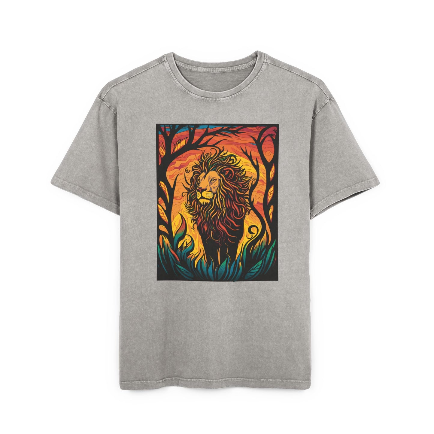 Men's Acid Washed Heavy Oversize Tee: Lion king