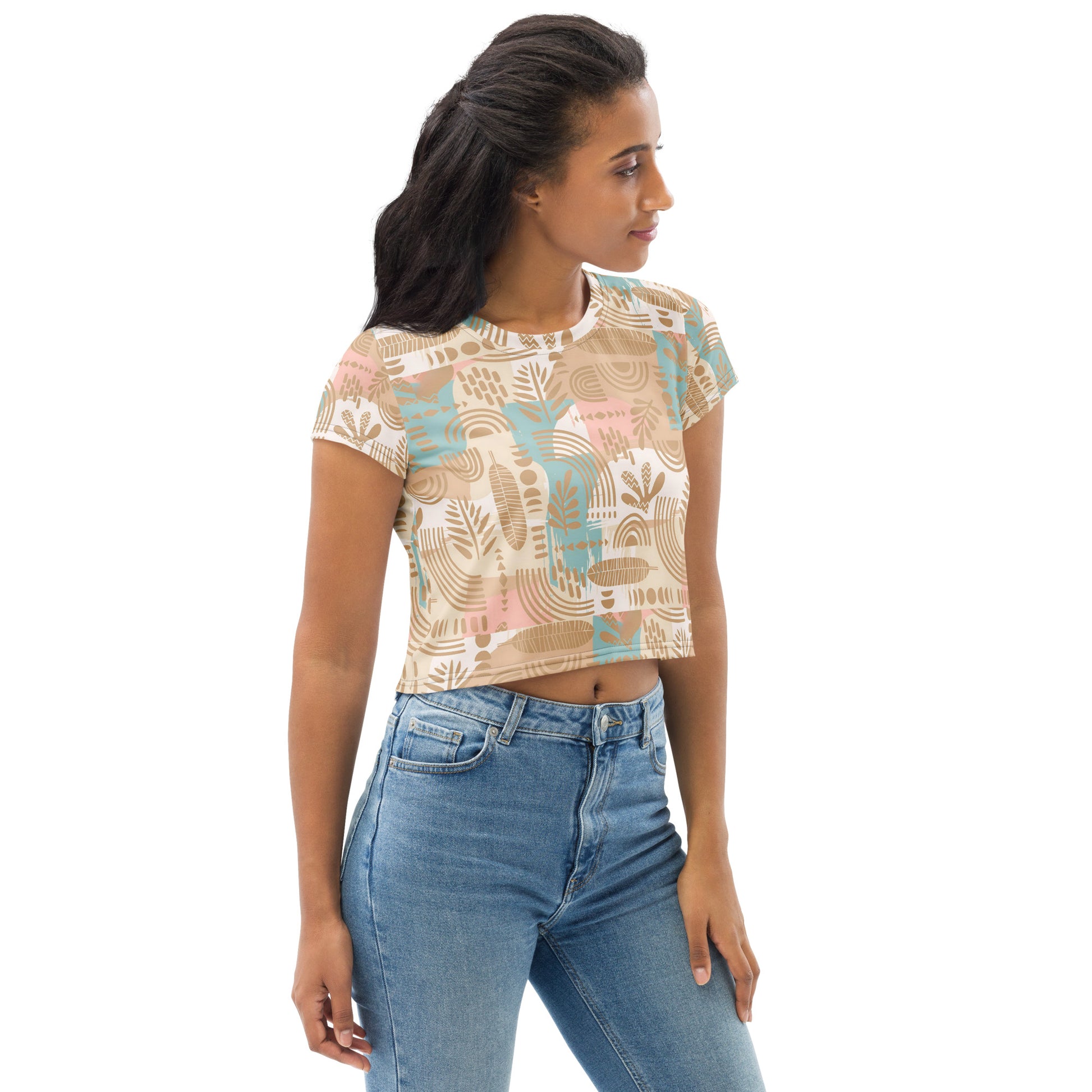 Crop top on a woman.